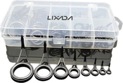 Obrázek produktu pro Lixada, 75 kusů, různé velikosti, rybářský prut, vodicí špička, vlasec, očka pro přívlač, kroužky, špička, sada na opravu špičky