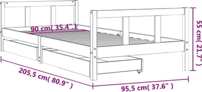 Immagine prodotto di vidaXL Letto per bambini con cassetti bianco 90x200 cm in legno di pino massiccio