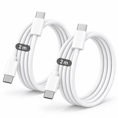 Produktbild von 2x USB-C Ladekabel 2m – USB-C auf USB-C 20W Schnell-Ladekabel – Lade- & Datenkabel für iPhone 15 bis 17 Pro Max, Samsung, Huawei & mehr