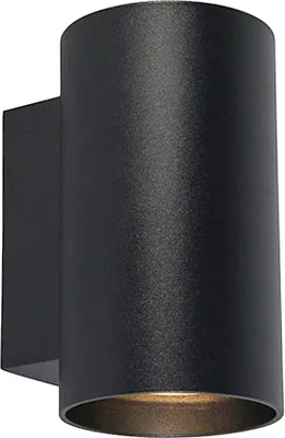 Produktbild von QAZQA - Design Moderne Wandleuchte schwarz rund 2-flammig - Sandy I Wohnzimmer I Schlafzimmer I Up & Down - Stahl Rund - LED geeignet GU10