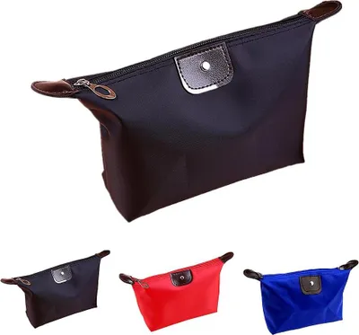 Produktbild von Kleine Reisetaschen für Make-up, Kosmetik und Toilettenartikel - wasserfest - Set von 3 - Königsblau, Schwarz - Unisex