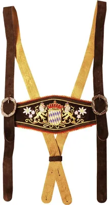 Produktbild von Hosenträger für Trachten Lederhosen mit Bayerischem Wappen-stickerei, Farbe:Dunkelbraun