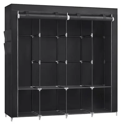Productafbeelding van Kledingrek met 4 zijvakken, zwart, 45 x 170 x 167 cm