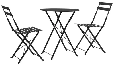 Image de Ensemble de table et de deux chaises pliables, idéal pour les bistrots