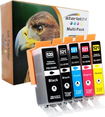 A multi-pack of ink cartridges and their packaging, featuring an eagle's head.