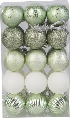 Produktbild von Christbaumkugeln 30 Stück grün/weiß - ca. 4 cm