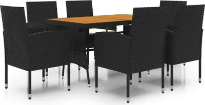 Obrázok produktu pre vidaXL 7-dielny záhradný jedálenský set Poly Rattan Black