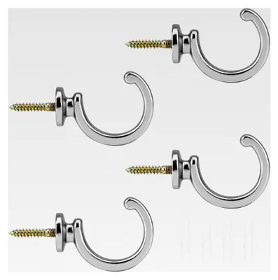 Produktbild von 4 Stück G-förmige Vorhanghalterung für die Wand, dekorative Metall Raffhaken für Zuhause, Schlafzimmer und Büro (Silber)