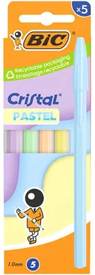Immagine prodotto di Bic 302561 Penna a sfera BIC Cristal Pastel, assortita, confezione da 5