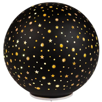 Produktbild von formano LED Deko-Kugel drehend mit Timer, Glas Schwarz-Gold, 20 cm