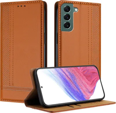 Obrázek produktu pro Pouzdro pro Samsung Galaxy S22+ 5G kožené flipové pouzdro s funkcí stojánku Hnědý