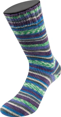 A single sock displayed on a mannequin leg.