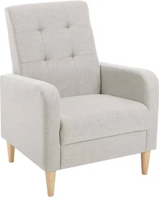 Produktbild von WOLTU Ohrensessel, mit Armlehnen Massivholzbeinen, Loungesessel modern, Leinenbezug : Hellgrau Farbe: Hellgrau
