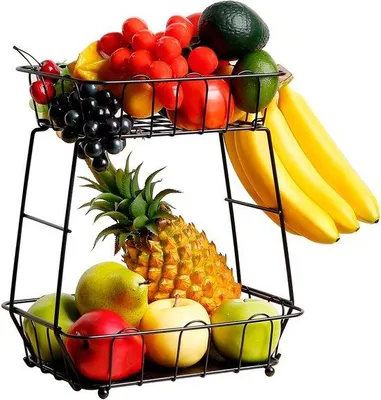 Immagine prodotto di Portafrutta nero a 2 ripiani, 29x34,5 cm, metallo