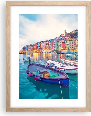 Produktbild von Gerahmtes Poster - Rahmen in heller Eiche - Porto Boote die Farben - 30x40 cm - Wand Bild - Wanddeko - Wandbilder - Kunstposter - Wandposter - Bilderrahmen - Bilder - Kunstdruck - P2NPA30x40-4395