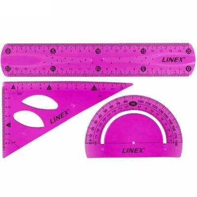 Produktbild von LINEX-Set: Lineal 20 cm, Zeichendreieck 13 cm, Winkelmesser (Pink)