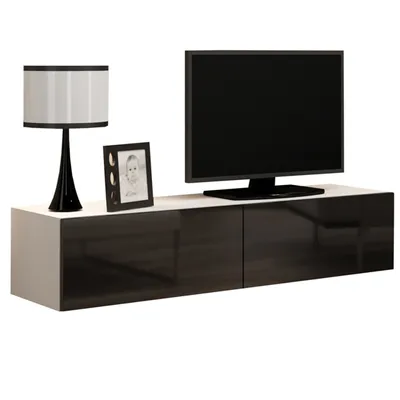 Produktbild von TV Lowboard 140 GOVI VG4B weiß / schwarz hochglanz