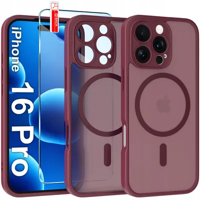 Zdjęcie produktu dla Etui Magnetyczne Matowe Do Iphone 16 Pro |Do Magsafe Trwałe + Szkło