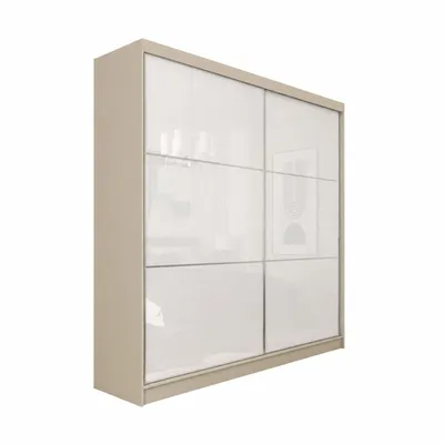 Produktbild von 200 cm Kleiderschrank Vena inklusive 2 Schiebetüren Schwebetürenschrank (Farbe: kaschmir, lacobel weiß), KI-generiertes Bild