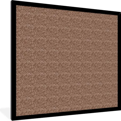 Produktbild von MuchoWow® Gerahmtes Poster Gesicht - Abstrakt - Muster 40x40 cm - Poster mit Schwarzem Bilderrahmen Wandposter Rahmen Foto Bilder - Mit Rahmen - Wanddekoration Schlafzimmer
