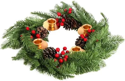 Produktbild von Unyqoos ® Weihnachts-Adventskranz mit realistischen Dekorationen für festliche Tischdekoration