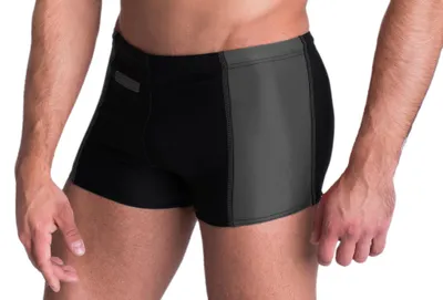 Produktbild von Aquarti Herren Badehose mit Reißverschlusstasche Badeshorts, Farbe: Schwarz / Grau, Größe: L