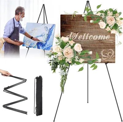 Productafbeelding van Ezelstandaard, veldstatief, schilderstatief, driepoot, opvouwbaar, tas, mobiel, driepoot, kunstenezel, standaard, 160 cm, verstelbaar statief, display, zwart