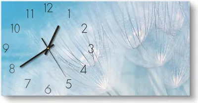 Produktbild von DEQORI Glasuhr 60x30 cm Zahlen 'Blühender Löwenzahn' Wanduhr Glas Uhr Design leise