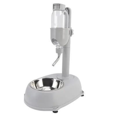 Produktbild von Wasserspender für Haustiere, Stehender Wassernapf für Haustiere, 2-in-1 500ml Multifunktional, Höhenverstellbar mit Ständer für Hunde und Katzen