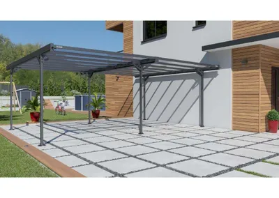 Produktbild von Terrando Doppelcarport Mistral Carport aus Metall in Grau, Unterstand Überdachung