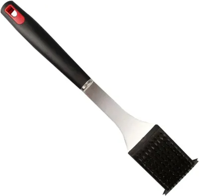 Immagine prodotto di Spazzola per griglia con raschietto - Detergente per barbecue - Pulizia della griglia - Acciaio inossidabile - 39,5 cm - Nero