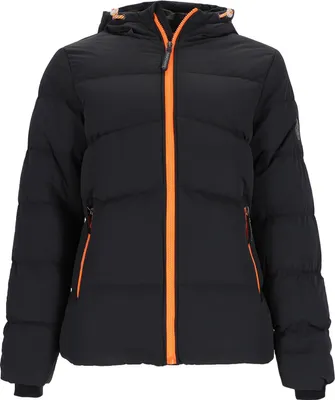 Produktbild von Wattlöper Damen Steppjacke unifarben mit Kapuze - Modisch gesteppte Jacke mit Absetzungen in Schwarz Größe 36