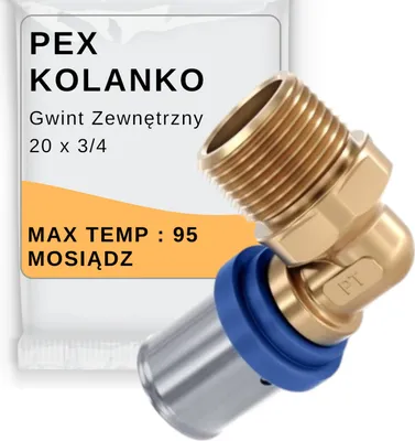 Zdjęcie produktu dla Pipelife Kolano PEX Radopress 20mm-3/4" GZ | Złączka Kątowa Gwint Zewnętrzny