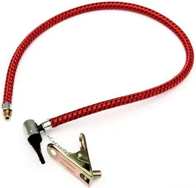Produktbild von Ersatzschlauch für Fahrradluftpumpe 60 cm Metall Nylon Rot Amerikanisches Ventilkopf-Design