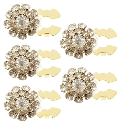 5 Strass-Knopfabdeckungen, Blumenform, abnehmbar, für Hemd & Kleid
