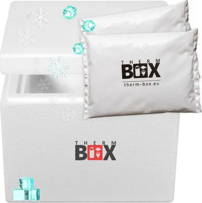 Produktbild von THERM BOX Styroporbox 13W mit 2x Kühlakku für Kühlbox 13,2L Innen: 30x20x22cm Transportbox Thermobehälter Wiederverwendbar