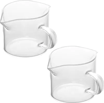 Produktbild von Espressotassen-Set (2er-Set), 120 ml, Doppelausgießer, Espressogläser, Milchbecher mit Henkel, Klarglas, Espressozubehör für Espressomaschinen