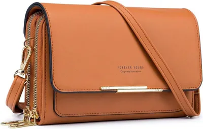 Produktbild von Kleine Kunstleder Damen Umhängetasche Handytasche Crossbody A-braun