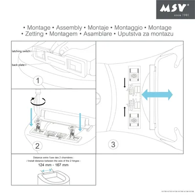 Immagine prodotto di MSV Design sedile del WC rimovibile, chiusura ammortizzata, fissaggio rapido Fast Fix, chiusura a pulsante, coperchio del WC sedile del WC "Malta" blu, bianco