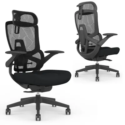 Produktbild von SKYLAND Bürostuhl Ergonomisch | Schreibtischstuhl 4D Lendenwirbelstütze & 360 Grad Armlehnen | Netzstuhl 135 Grad Neigung | Drehstuhl Home Office Chair 120 kg Schaumstoffsitz Schwarz