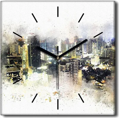 Produktbild von Coloray Uhr auf Leinwand 30x30 cm Wand Uhr Dekoration Wohnzimmer Segeltuch schwarze Hände -Landschaftsabstraktion.