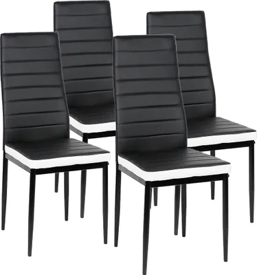 Image de WYCTIN Chaises de salle à manger 4 Set Chaise Chaise de cuisine Chaise de salle à manger Chaise de salon Noir et blanc