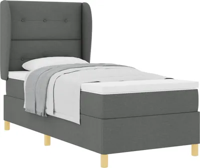 Immagine prodotto di Letto boxspring vidaXL con testiera, grigio scuro, 200 x 80 cm, tessuto