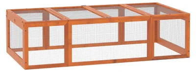 Obrázek produktu pro Klec pro drobná zvířata – klec pro králíky s výběhem – ze dřeva – pro zakrslé králíky – pro venkovní použití – žlutá