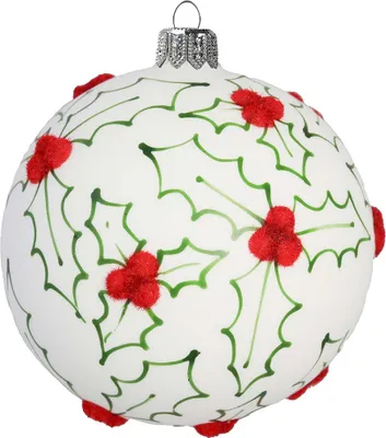 Produktbild von Weihnachtsschmuck aus Glas mit Stechpalmendekor