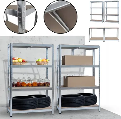 Zdjęcie produktu dla 2X Regał Magazynowy Garaż Piwnicy Mocny Metalowy 2Szt Hd74002 172X80X30 Cm