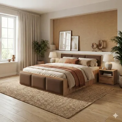 Produktbild von Komvortowy | Polsterbett 140x200 Cm | EICHE CRAFT GOLD | Doppelbett Mit Metall-Lattenrost & Gasdruckfeder | BRAUNES POLSTERPANEEL | Großem Bettkasten & Stauraum | Hochklappbar Nach Oben