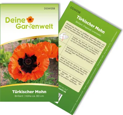 Produktbild von Türkischer Mohn Brillant Samen - Papaver orientale -Mohnsamen - Blumensamen - Saatgut für 80 Pflanzen