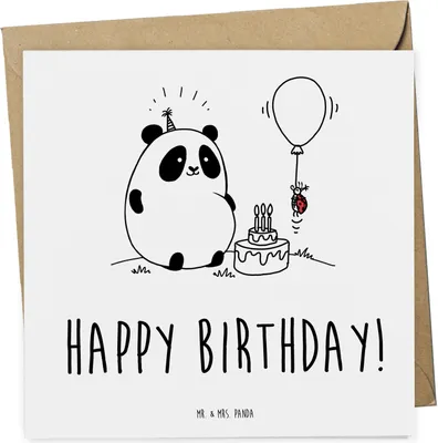 Produktbild von Mr. & Mrs. Panda Grußkarte Panda Geburtstag - Weiß - Geschenk, doppelkarte, faltkarte, anlasskarte, Glückwunschkarte, Klappkarte