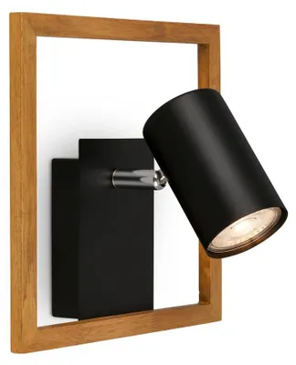 Immagine prodotto di Faretto, nero, con legno, escl. 1xGU10/max. 9W